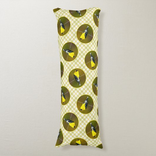 American Goldfinch Songbird Originele foto Lichaamskussen (Voorkant Verticaal)