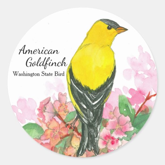 American Goldfinch Washington State Bird Yellow Ronde Sticker (Voorkant)