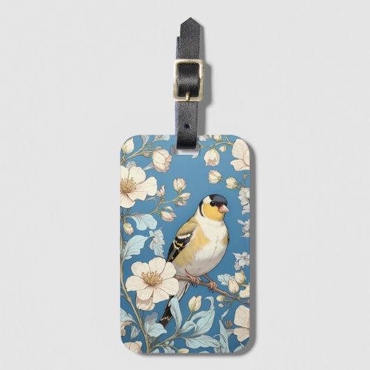 American Goldfinch William Morris Inspired Bagagelabel (Voorkant (verticaal))