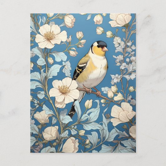 American Goldfinch William Morris Inspired Briefkaart (Voorkant)