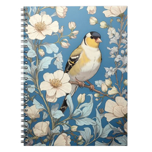 American Goldfinch William Morris Inspired Notitieboek (Voorkant)