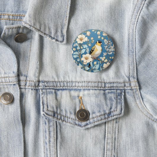 American Goldfinch William Morris Inspired Ronde Button 5,7 Cm (In situ)