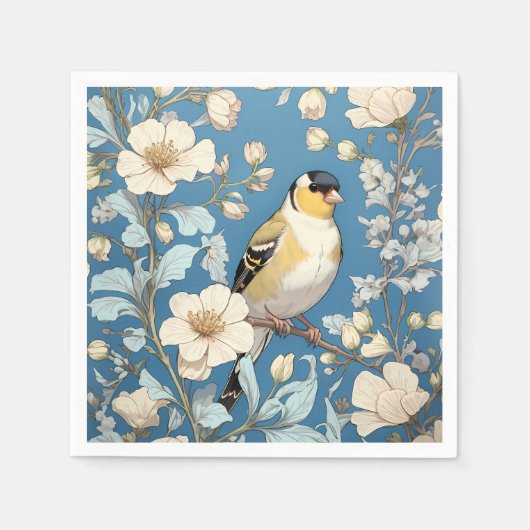 American Goldfinch William Morris Inspired Servet (Voorkant)
