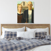 American Gothic, 1930, van Grant Wood Canvas Afdruk (Insitu (Slaapkamer))