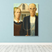 American Gothic, 1930, van Grant Wood Canvas Afdruk (Insitu (Houten vloer))