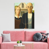 American Gothic, 1930, van Grant Wood Canvas Afdruk (Insitu (Woonkamer))