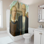 American Gothic, 1930, van Grant Wood Douchegordijn (In situ)