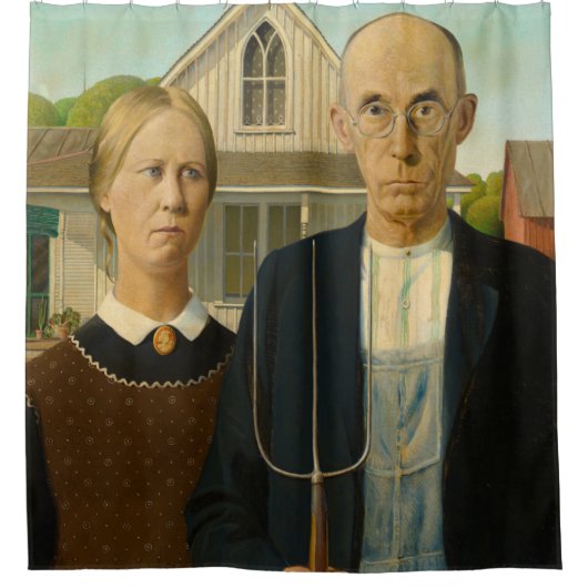 American Gothic, 1930, van Grant Wood Douchegordijn (Voorkant)
