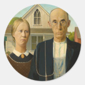 American Gothic, 1930, van Grant Wood Ronde Sticker (Voorkant)