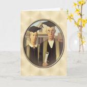 American Gothic Afstuderen Cameo on Gold Sheen Kaart (Gele Bloem)