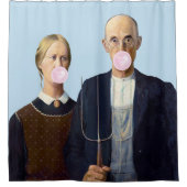 American Gothic blazen roze bubble gum Douchegordijn (Voorkant)