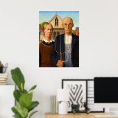 American Gothic by Grant Wood Poster (Thuiskantoor)