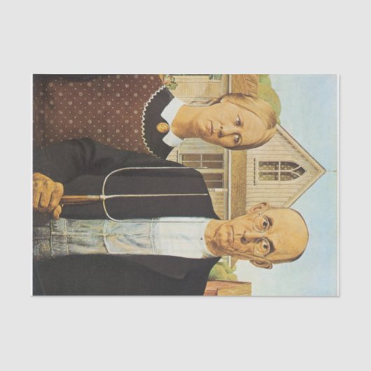 American Gothic by Grant Wood, reproductiekunst,vi Tissuepapier (Voorkant)