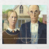 American Gothic Fine Art Olieverfschilderij Naam t Likeurfles Etiket (Enkel label)