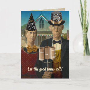 American Gothic Gelukkig Nieuwjaar Laat de Goede T Feestdagen Kaart
