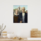American Gothic - Grant Wood Canvas Print (Keuken)