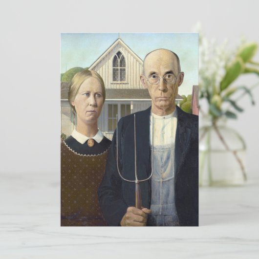 American Gothic - Grant Wood Fine Art Card Kaart (Staand voorkant)