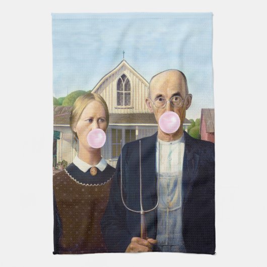 American Gothic Grant Wood Theedoek (Verticaal)