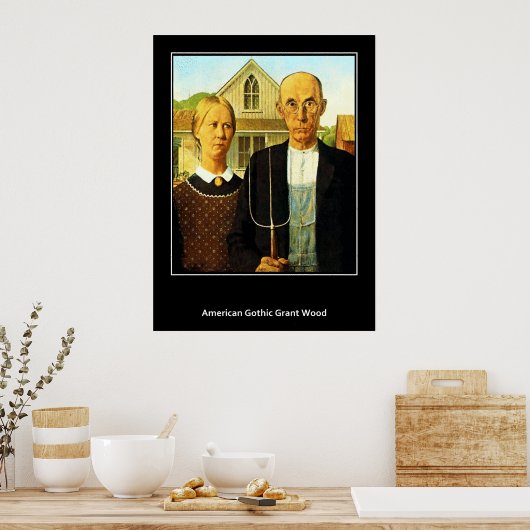 American Gothic Grant Wood Vintage Poster (Keuken)