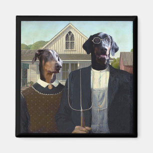 American Gothic grappige Doberman dog magnet