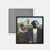 American Gothic grappige Doberman hondenmagneet Magneet (Voorkant / Achterkant)