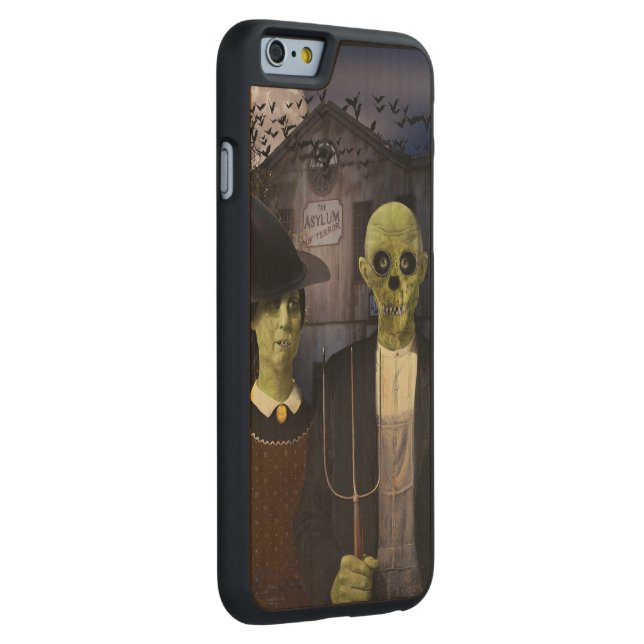 American Gothic Halloween Carved Wood iPhone Hoesje (Rechts)