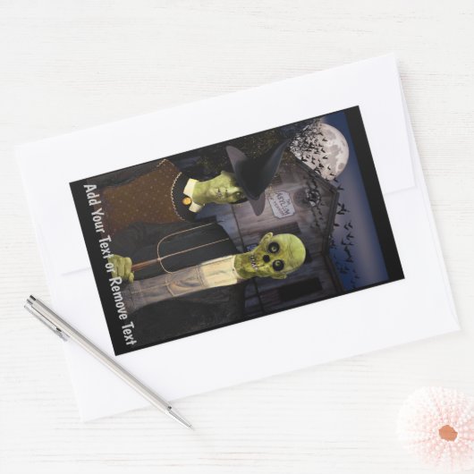 American Gothic Halloween Haunted House Rechthoekige Sticker (Envelop)