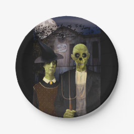 American Gothic Halloween Papieren Bordje