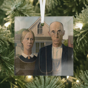American Gothic: Landelijk leven Arme plattelandsb Glas Ornament