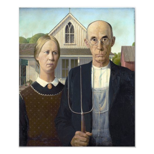 American Gothic Painting by Grant Wood Foto Afdruk (Voorkant)