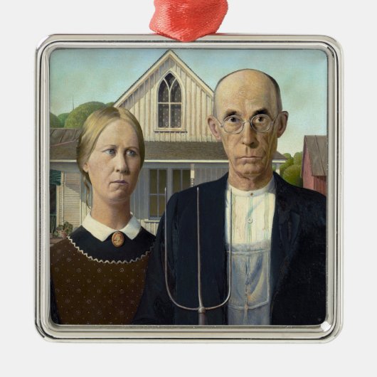 American Gothic Painting by Grant Wood Metalen Ornament (Voorkant)