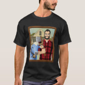 American Gothic Parody MN Paul Bunyan en Babe Blu T-shirt (Voorkant)