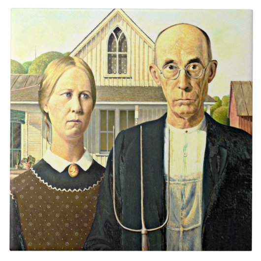 American Gothic, schilderij Tegeltje (Voorkant)