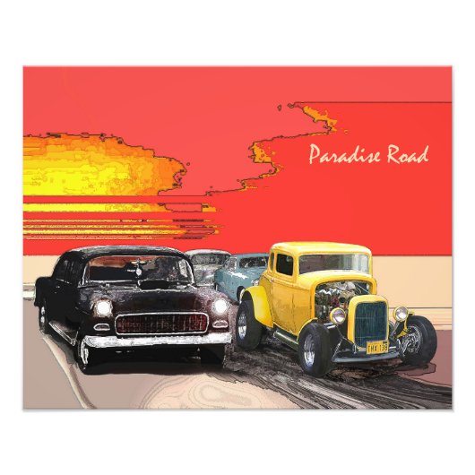 American Graffiti "Paradise Road" Drag Race Scene Foto Afdruk (Voorkant)