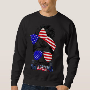 American Grandma Messy Bun Matching Family 4th of Trui