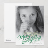 American Green Ribbon Script Holiday Photo Card Feestdagenkaart (Voorkant / Achterkant)