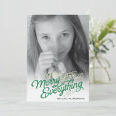 American Green Ribbon Script Holiday Photo Card Feestdagenkaart (Staand voorkant)