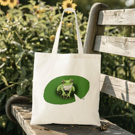 American Green Tree Frog Lily Pad Tote Bag