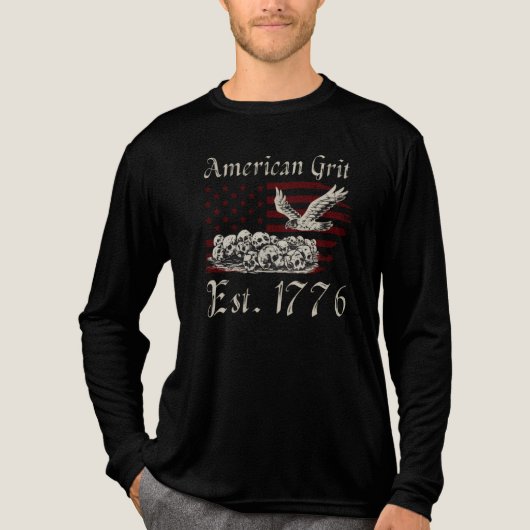 ​American Grit 1776 Skulls Tee Tri-Blend Shirt (Voorkant volledig)