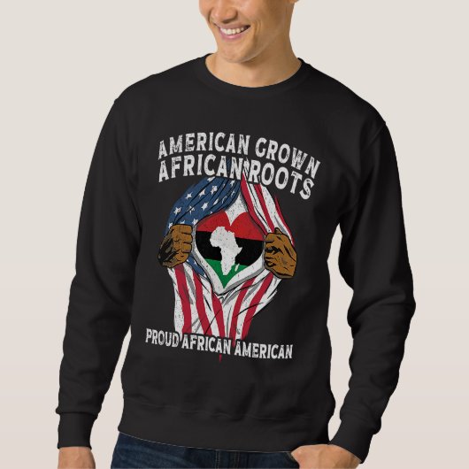 American Grown African Roots USA African Flag Patr Trui (Voorkant)