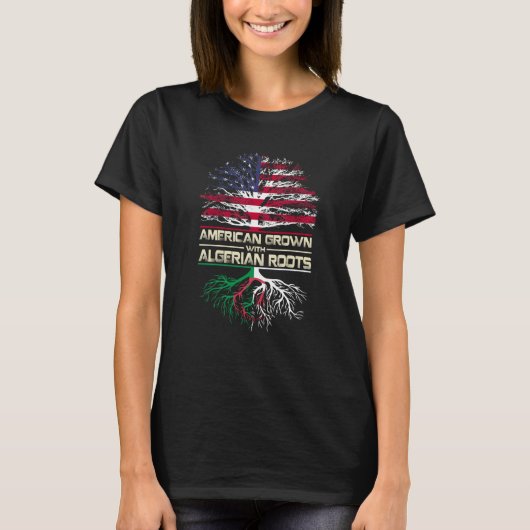 American Grown Algerian Heart Love Algeria Flag T-shirt (Voorkant)