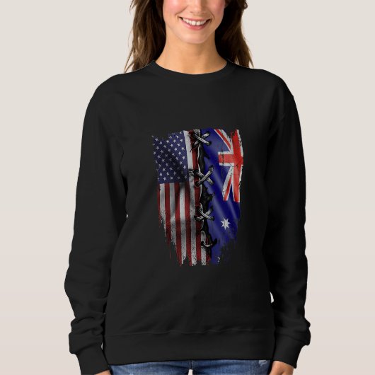 American Grown Australian Roots USA Australia Flag Trui (Voorkant)