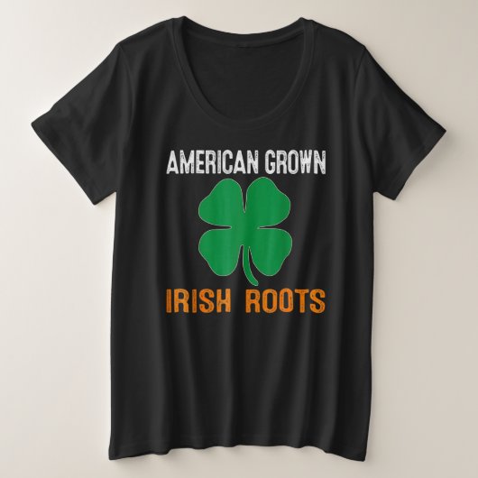 American Grown Irish Roots Flag Ireland ST PATRICK Grote Maat T-shirt (Design voorkant)