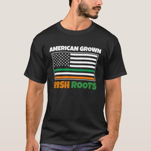 American Grown Irish Roots Flag St Pattys Day Par T-shirt (Voorkant)