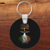 American Grown Irish Roots Ireland And Usa Flags  Sleutelhanger (Voorkant)
