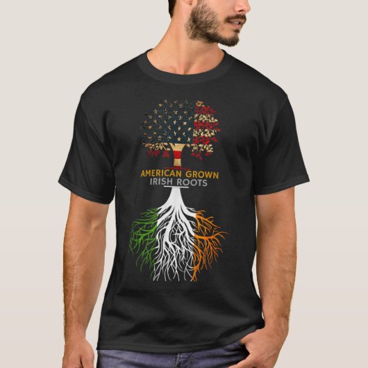 American Grown Irish Roots Ireland And Usa Flags  T-shirt (Voorkant)