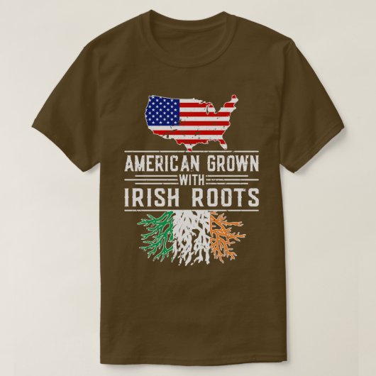 American Grown Irish Roots Pride Ierland T-shirt (Design voorkant)