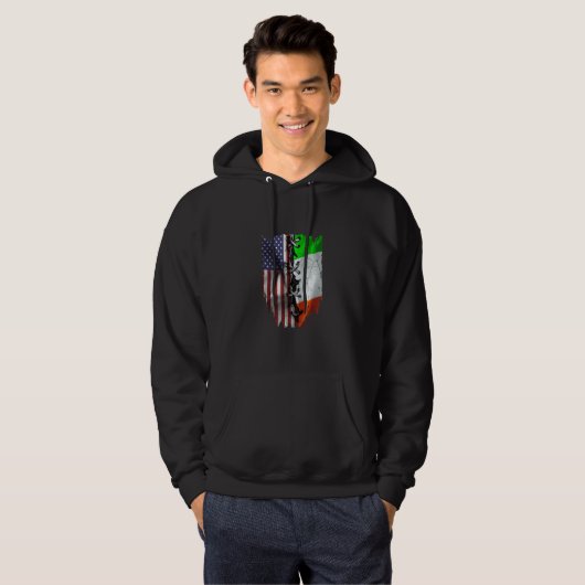 American Grown Irish Roots USA Ireland Flag Hoodie (Voorkant volledig)