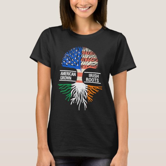 American Grown Irish Roots USA Ireland Flag ST PAT T-shirt (Voorkant)