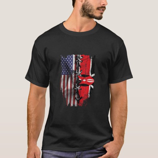 American Grown Kenyan Roots USA Kenya Flag T-shirt (Voorkant)